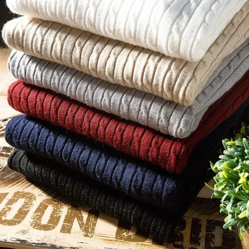 maoxiangshop Male Sweater Winter Pullover Turtle Neck Men S Jumper White