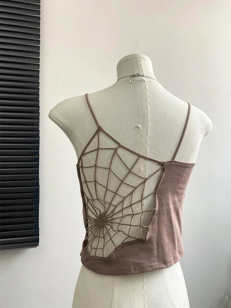 maoxiangshop Women Black Hollow Out Crop Top Vintage Y2k Camisole Corset Top Sleeveless Off Shoulder Vest 90s Tank Tops 2000s Clothes Summer