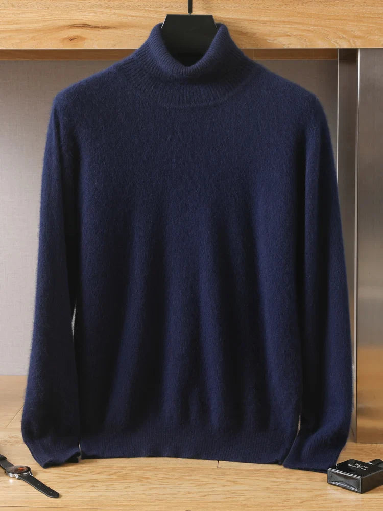 maoxiangshop Men's 100% pure Mink velvet Cashmere Sweater High Lapels Pullovers Knitted Winter New Tops Long Sleeve High-End Jumpers