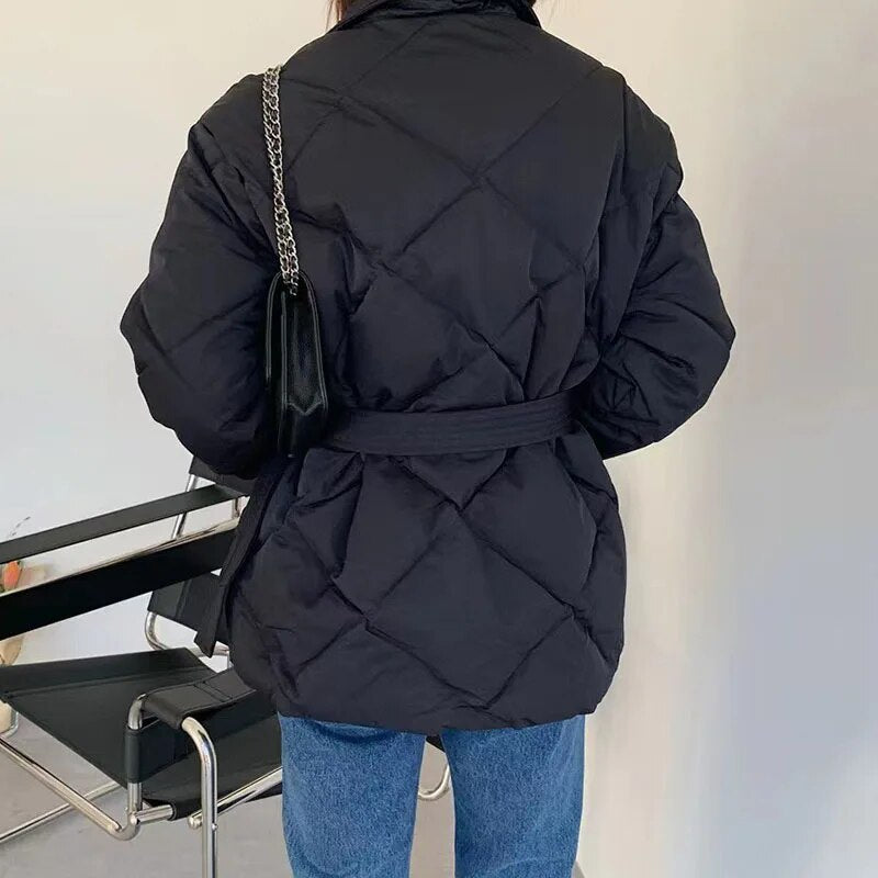 Women Winter Jacket Coats New Fall Fashion Black Padded Parkas Guangzhou Casual Warm Korean Style Overcoat Clothing Female