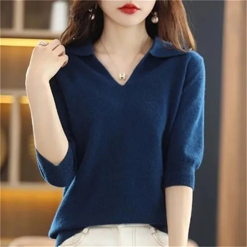 maoxiangshop New Women Knitted Sweaters Autumn Winter Warm Clothing Fashion Casual Sweater Long Sleeve Jumper V-Neck Loose Pullovers Top
