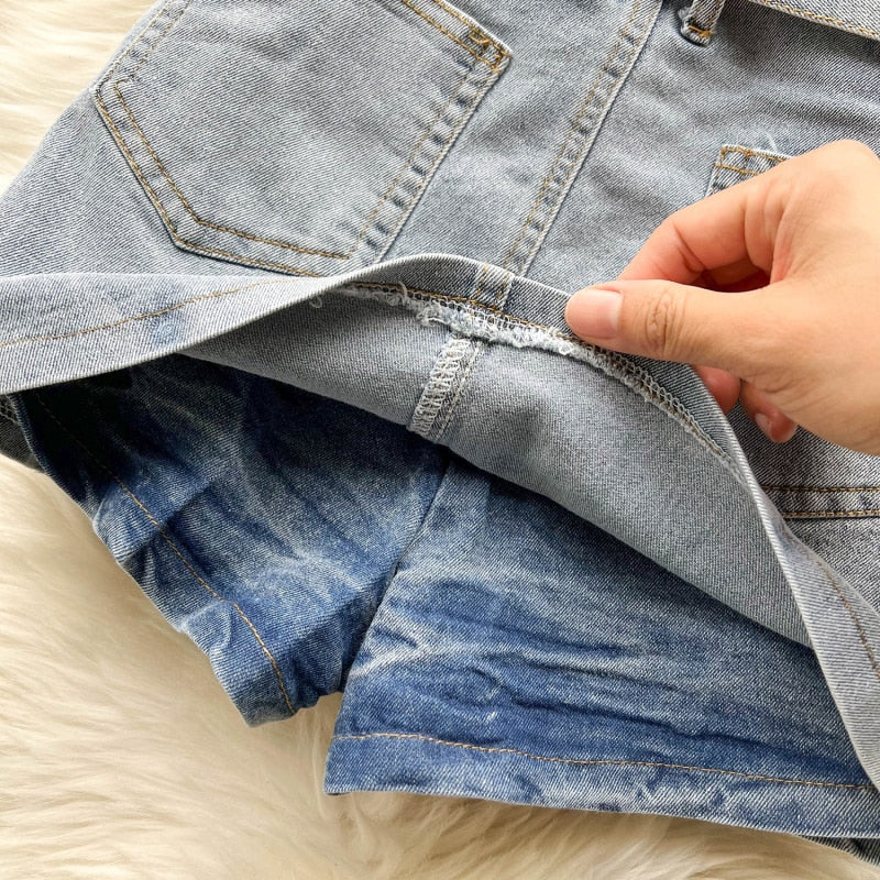 Sexy Women Summer Denim Jeans Halter Tops Mini Skirt Outfits Suits Backless Sashes Chic Style Bodycon High Waist Vestidos