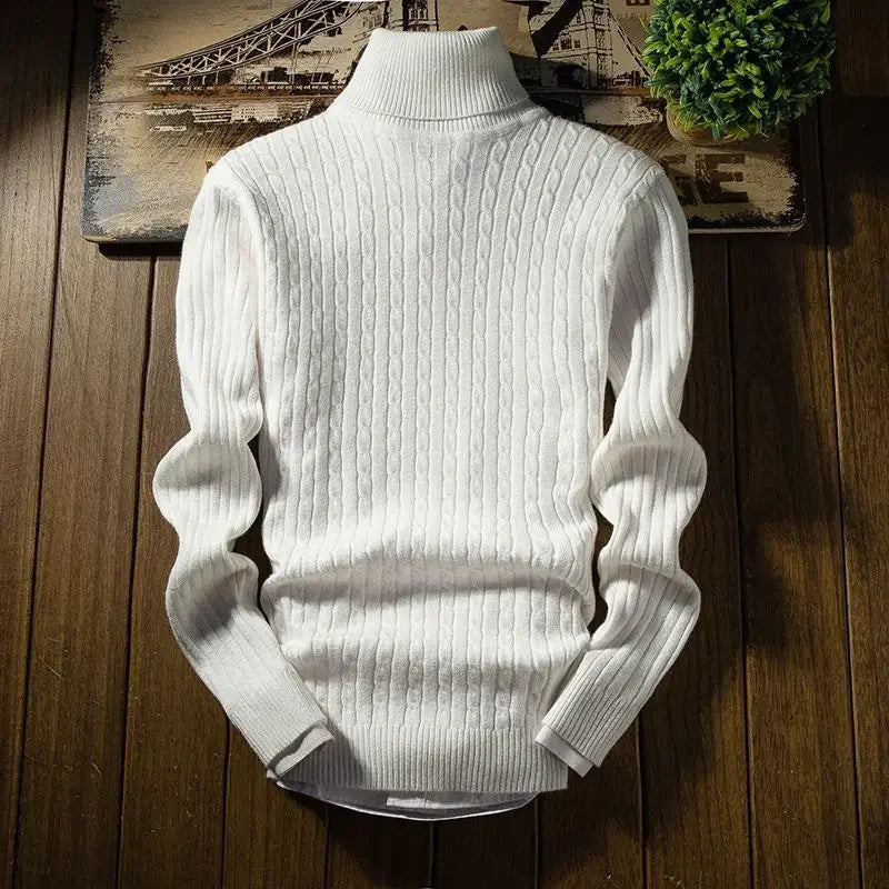 maoxiangshop Male Sweater Winter Pullover Turtle Neck Men S Jumper White