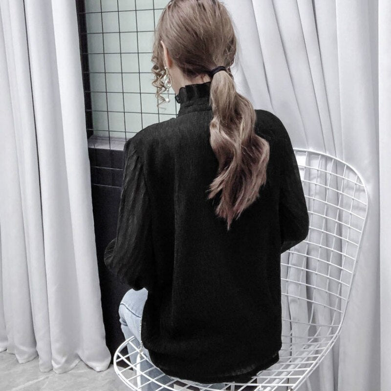 maoxiangshop Solid Patchwork Elegant Blouse Women Spring Lace Designer Chiffon Bouse Female Office Lady Casual French Korean Tops Women