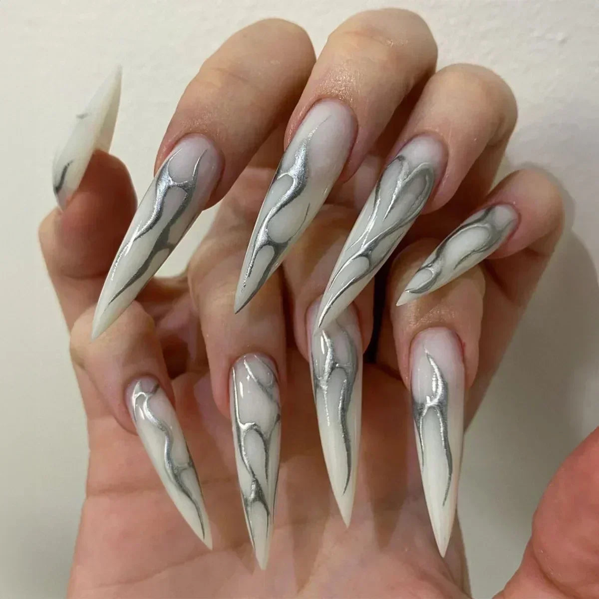 maoxiangshop 24Pcs False Nails With Glue Almond Pink Butterfly Design Detachable Rhinestones Acrylic Fake Nails long stiletto Press On Nails
