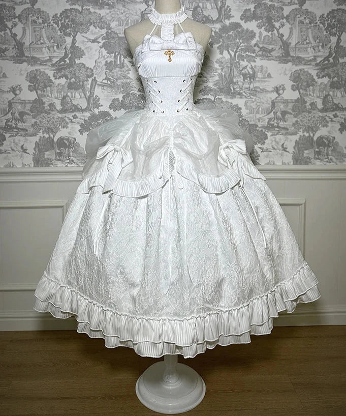 maoxiangshop - Solid Color Hanging Neck Lolita Dress