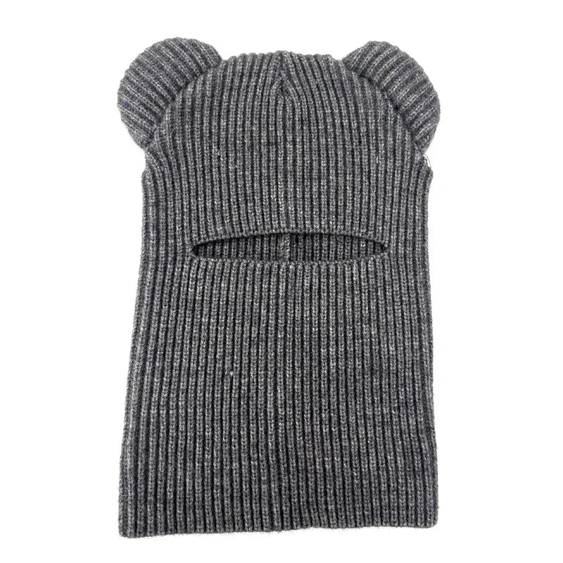 maoxiangshop - Knitted Full Face Cap 1 Holes Balaclava Hat Outdoor Sports Skiing Riding Motorcycle Face Mask Winter Autumn Windproof Warm Masks