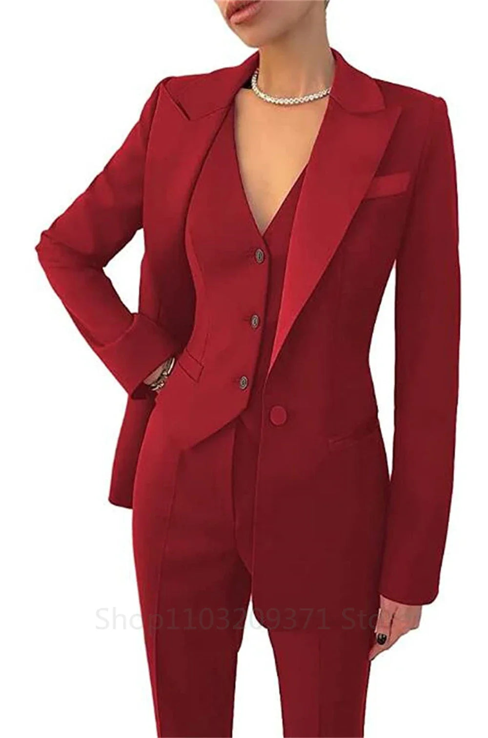 maoxiangshop Fashion Plus Size Women Blazer 3 Pcs Elegant Long Sleeve Suit Jackets Vest and Straight Pants Suit Female Business Outfits New