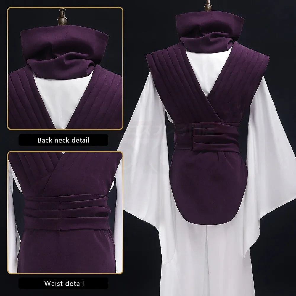 maoxiangshop - Cosplay Costume Purple Vest Neck Gaiter Belt White Elastic Pants Top Gift Anime Cosplay