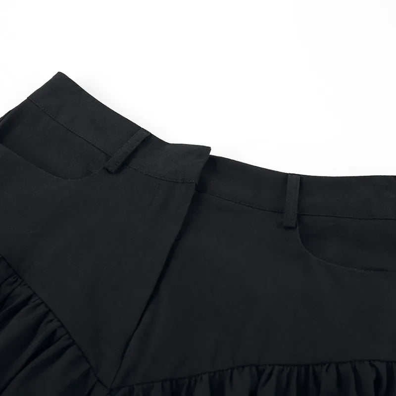 maoxiangshop - Black Mini Skirt Women Korean Fashion High Waist A-line Cute Sexy Layered Ruffles Skirt Shorts Summer Streetwear Casual