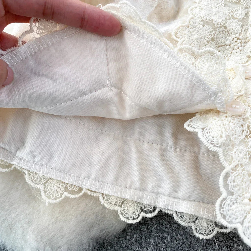 maoxiangshop Velvet V-neck Sexy Top Women Spaghetti Strap Backless Floral Lace Patchwork Female Tank Tops Autumn Chic Camisole