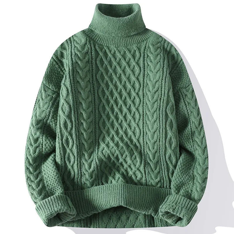 maoxiangshop High Quality Mens Turtleneck Sweaters Pullover Solid Color Knitted Sweater Men Casual Pullovers Autumn Winter Warm Knitwear Man