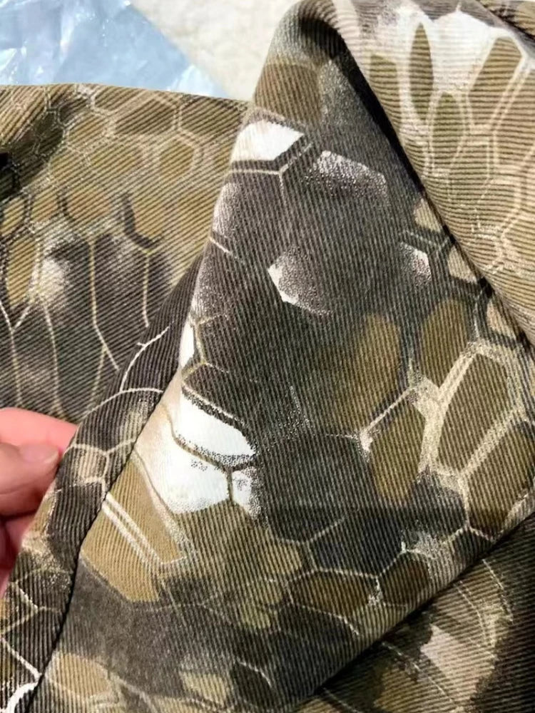 maoxiangshop Snake Animal Print Camouflage Pants for Men Wide Leg Jeans Demin Trousers Male Streetwear Hip Hop Vintage Casual