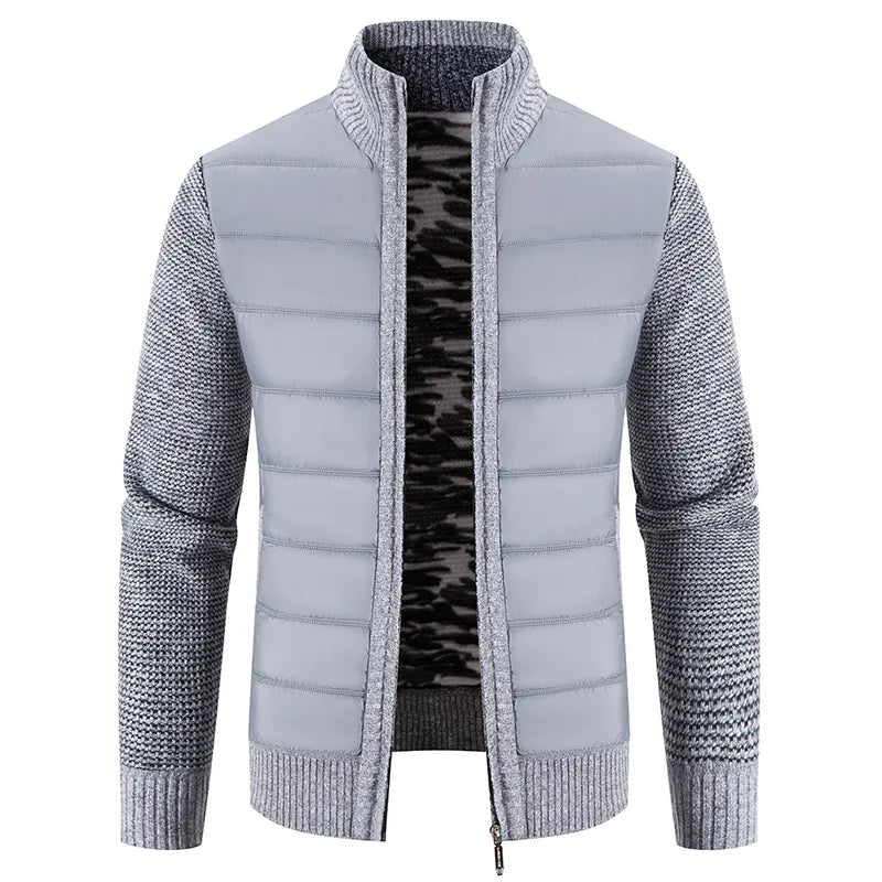 maoxiangshop Winter Thick Fleece Cardigan Men Warm Sweatercoat Fashion Patchwork Mens Knittde Sweater Jackets Casual Knitwear Outerwear Men
