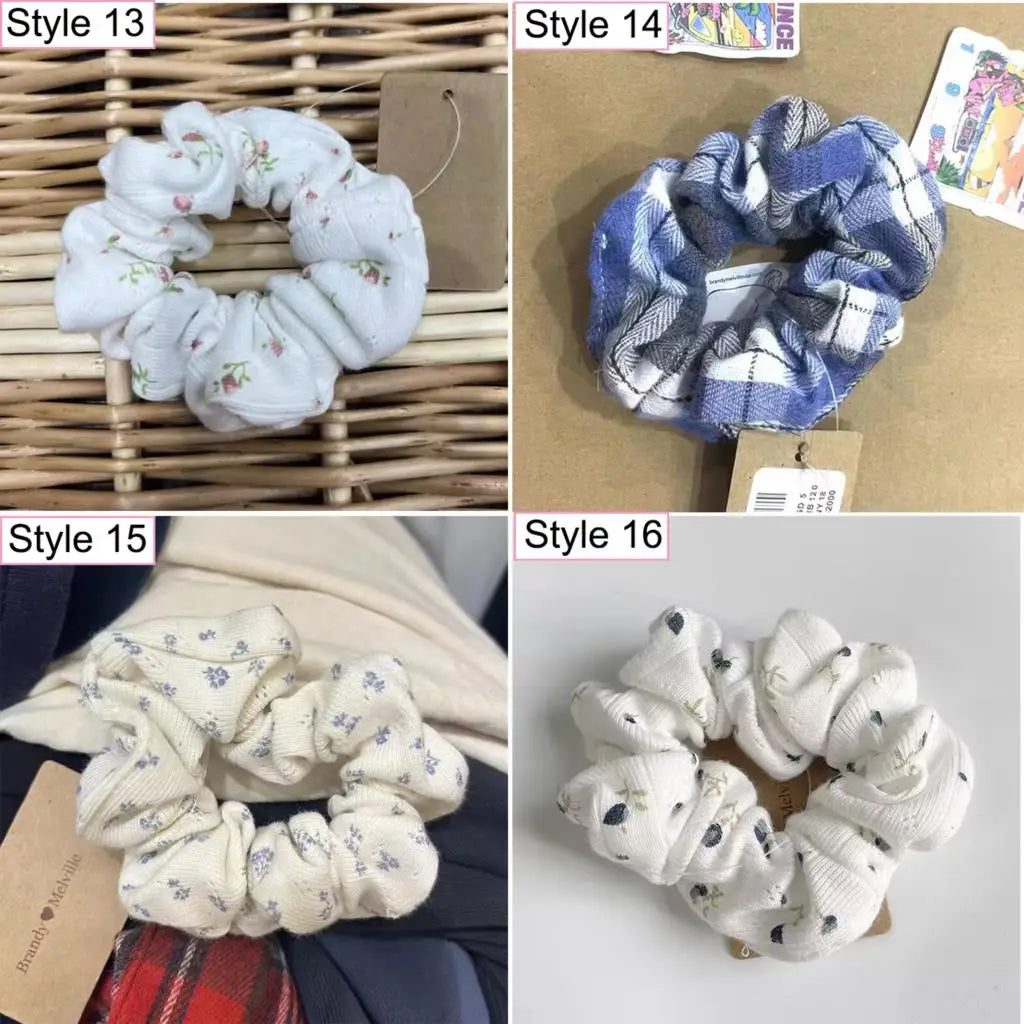 Floral Print Sweet Cute Scrunchie Woman Four Seasons Elastic Hair Rope Casual Scrunchies Style Can be Changed 4 Pcs/bag