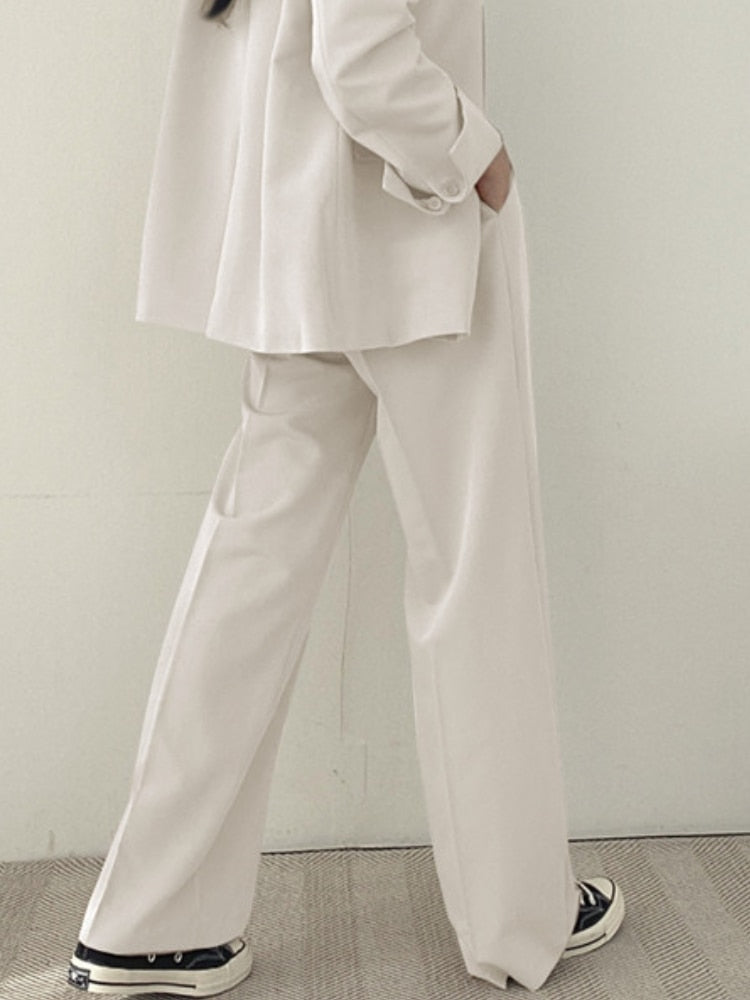 maoxiangshopWomen Suit Jacket Trousers Set Full Sleeve Single Breasted Pants Solid Elegant Suit Commuter Coat Autumn Winter Clothing
