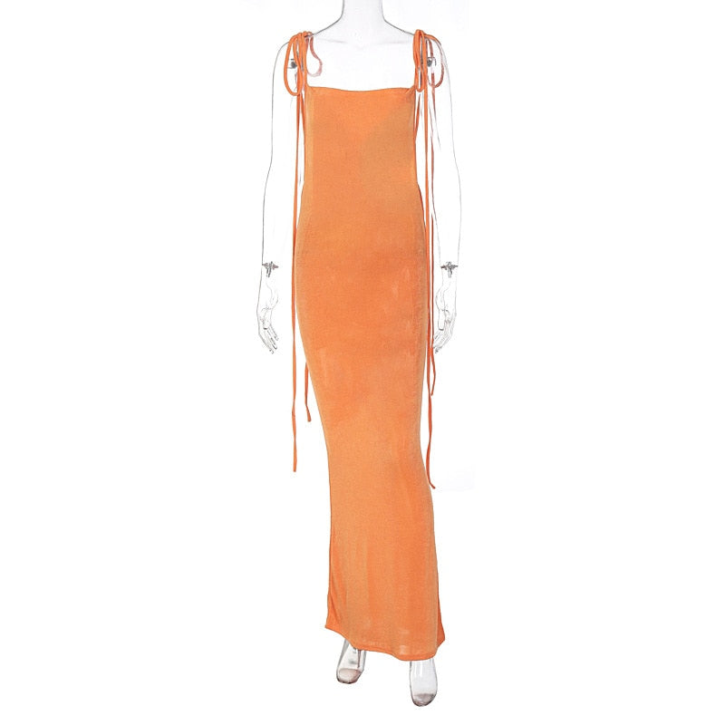 maoxiangshop White Backless Maxi Dresses For Women Spaghetti Strap Long Beach Dress Women Summer Elegant Evening Party Dress