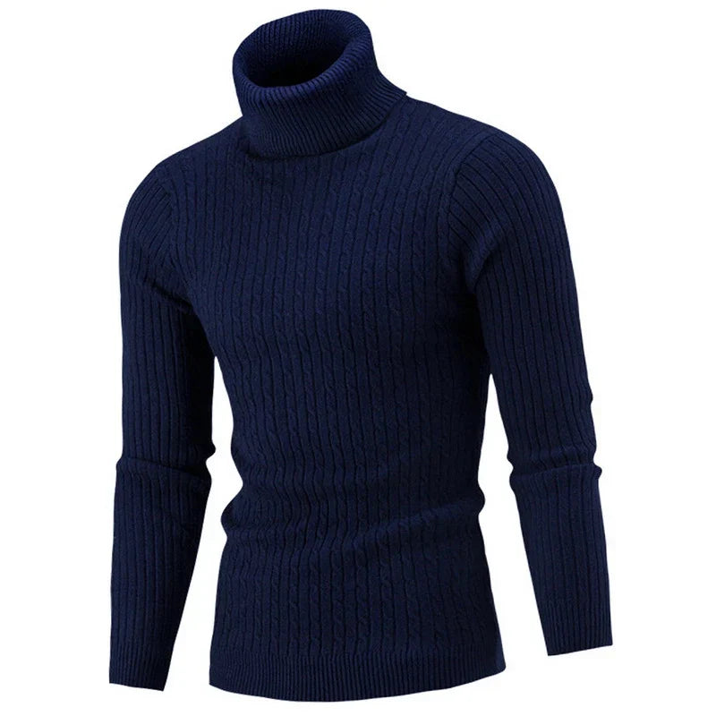 maoxiangshop Autumn Winter Men's Warm Sweater Long Sleeve Turtleneck Sweater Retro Knitted Sweater Pullover Sweater