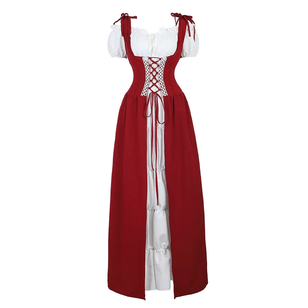 maoxiangshop - Renaissance Dress for Women Irish Medieval Dresses Victorian Female Costumes Halloween Cosplay Costume Masquerade Party Outfits