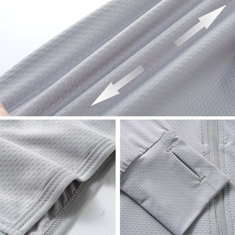 maoxiangshop Summer Sun Protection Skin Coats Men Ultra-Light Sportswear Hooded Outwear Quick Dry Fishing T-shirts Sunscreen Tops