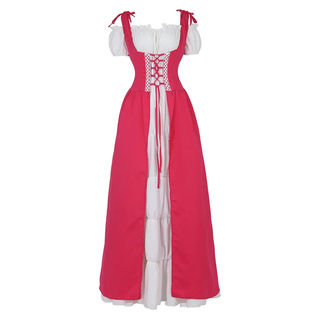 maoxiangshop - Renaissance Dress for Women Irish Medieval Dresses Victorian Female Costumes Halloween Cosplay Costume Masquerade Party Outfits