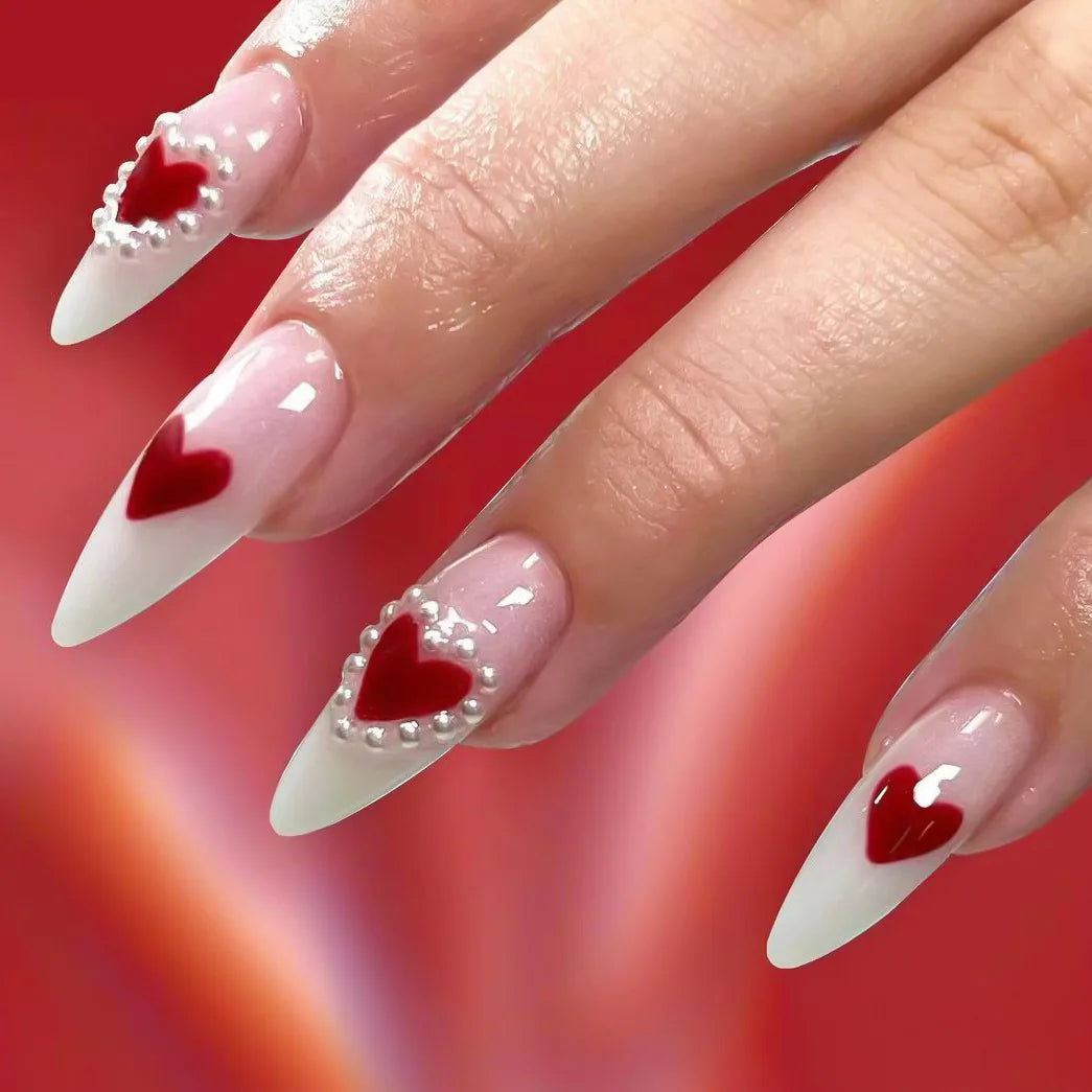 maoxiangshop 24Pcs False Nails With Glue Almond Pink Butterfly Design Detachable Rhinestones Acrylic Fake Nails long stiletto Press On Nails