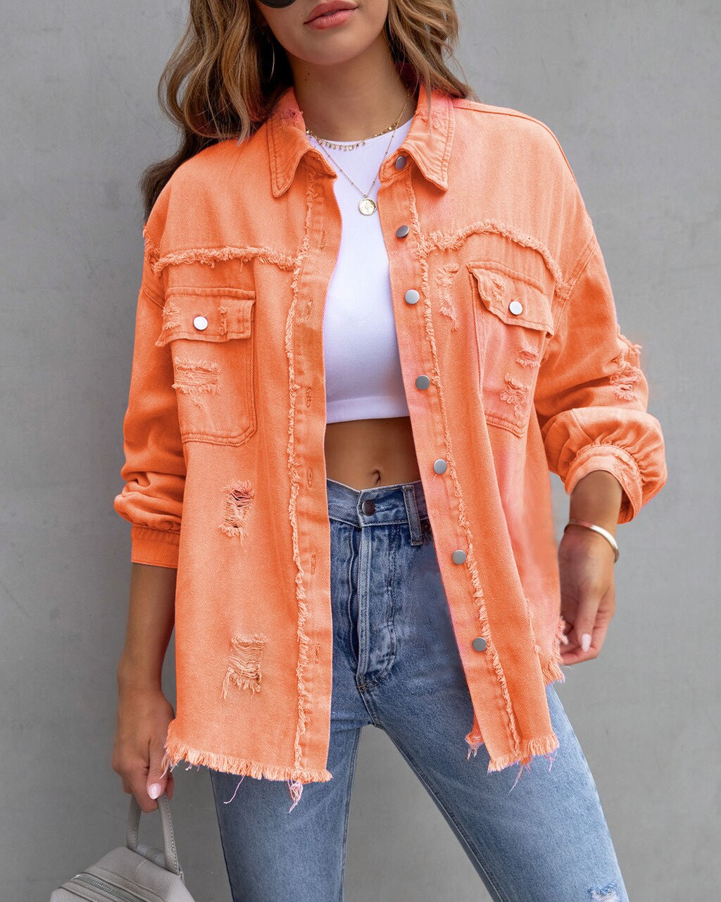 Fashion New In Jackets for Women 2023 Denim Jacket Women Vintage Jean Coats Casual Long Sleeve Top Oversize Clothes Streetwear