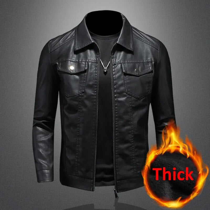 maoxiangshop Black PU Jackets Men Spring Autumn Leather Jacket Coat Male Fashion Casual Motor Biker PU Leather Coat Big Size 5XL