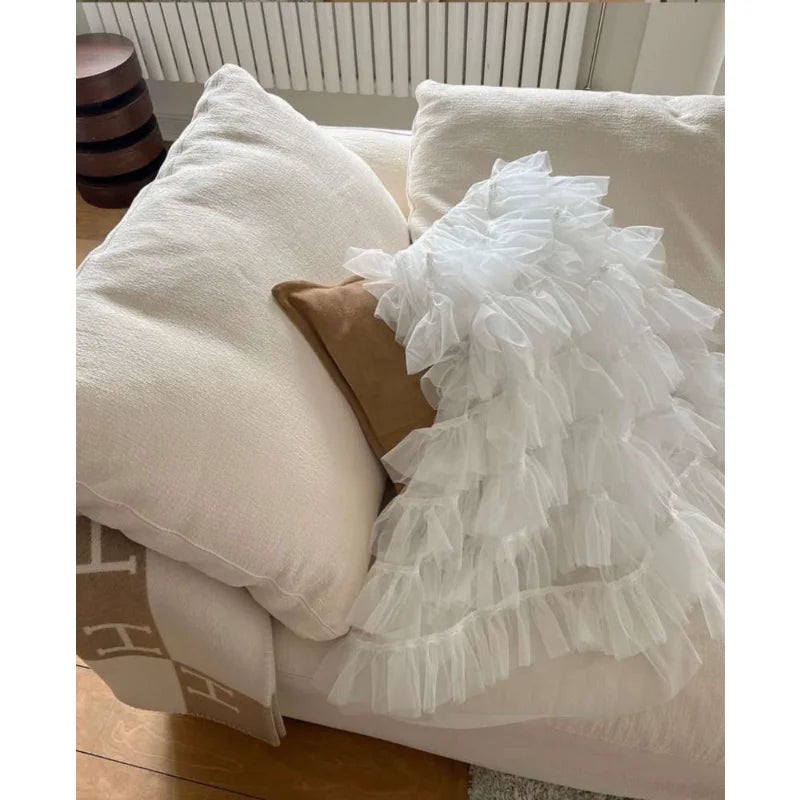 maoxiangshop - Maxi Long Tulle White Skirts for Women Gothic Patchwork Ruffles Skirt Casual Party Fairycore Summer Jupe Longue Falda Mujer
