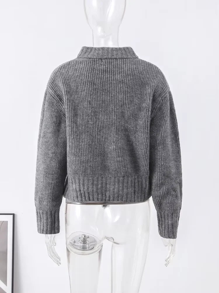maoxiangshop - Knitted Zipper Sweaters Women Casual Loose All-match Cardigan 2024 Autumn Long Sleeve Jacket Female Street Lady Tops Basic Coat