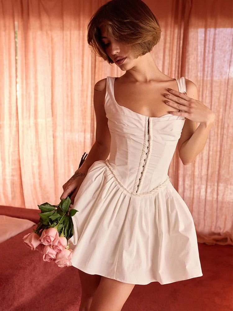 Summer Elegant Dresses for Women New Arrivals White Party Dresses Short A Line Flare Dress for Holiday