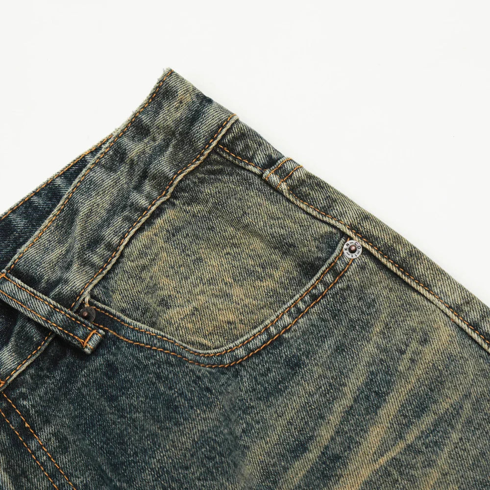 maoxiangshop Jeans Men Streetwear Y2k Vintage Blue Distressed Casual Fashion Street Trousers Straight-leg Autumn Winter Flared Denim Pants
