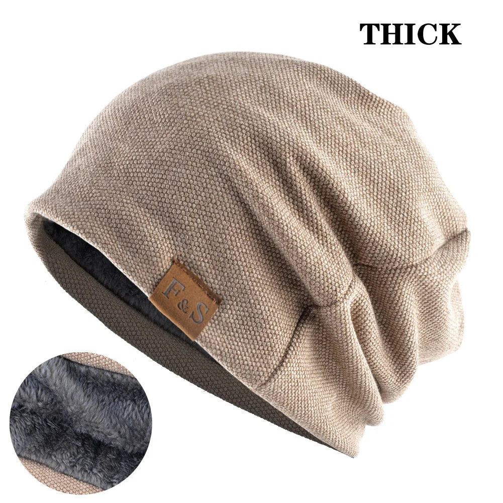 maoxiangshop Men Women Winter Warm Beanies Skullies Knitted Solid Casual Brand Soft Knitting Hat Outdoor Plus Velvet