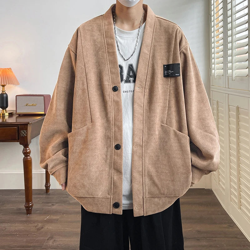 maoxiangshop Streetwear Men‘s Sweater Japan Style Plus Size 7XL Man Sweatercoat Fashion Loose Tops Casual Single Breasted Clothes