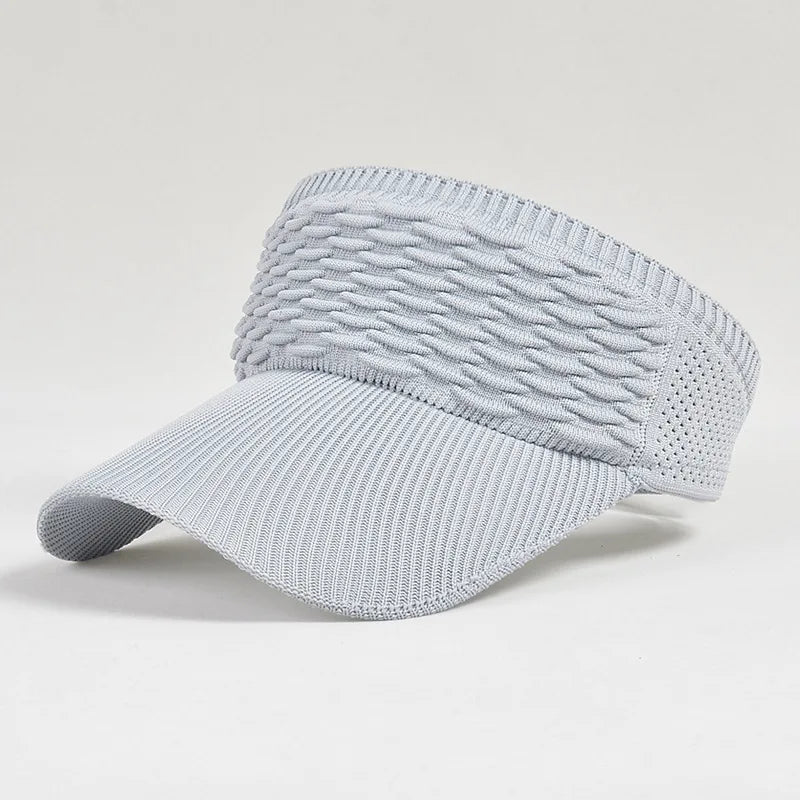 maoxiangshop Fashion Folds Design Women Empty Top Hat Summer Solid Color Large Brim Sunscreen Hat Outdoor Elastic Fabric Sports Sun Cap