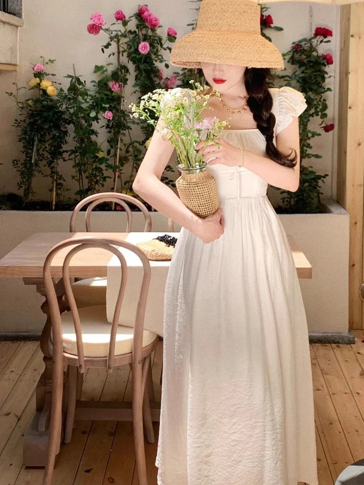 Summer Elegant Women Sweet Party Midi Holiday Dresses Casual Female Lace Up Robe