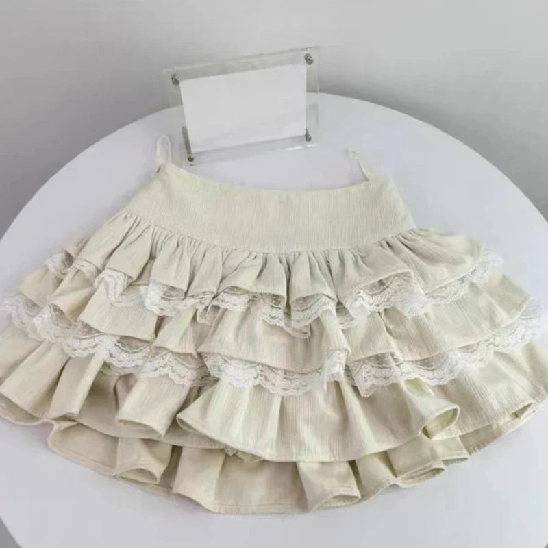 maoxiangshopWinter Kawaii Sweet 2 Piece Set Woman Off Shoulder Bow Knitted Tops + Mini Cake Skirt Female Korean Fashion Casual Suit 2024 New