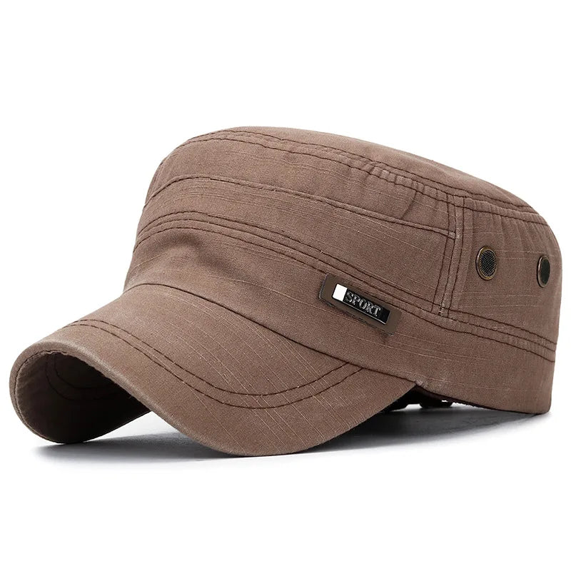 maoxiangshop New Washed Cotton Flat Top Cap Adjustable Outdoor Caps Women Men Retro Hats Man Cap