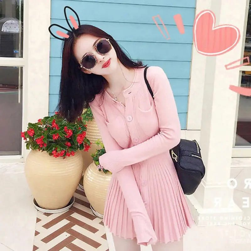 maoxiangshop Womens Dresses Bodycon Crochet Knitted Pleated Female Dress Sale Harajuku Elegant and Pretty Thic Y2k Trendy Retro Clothing