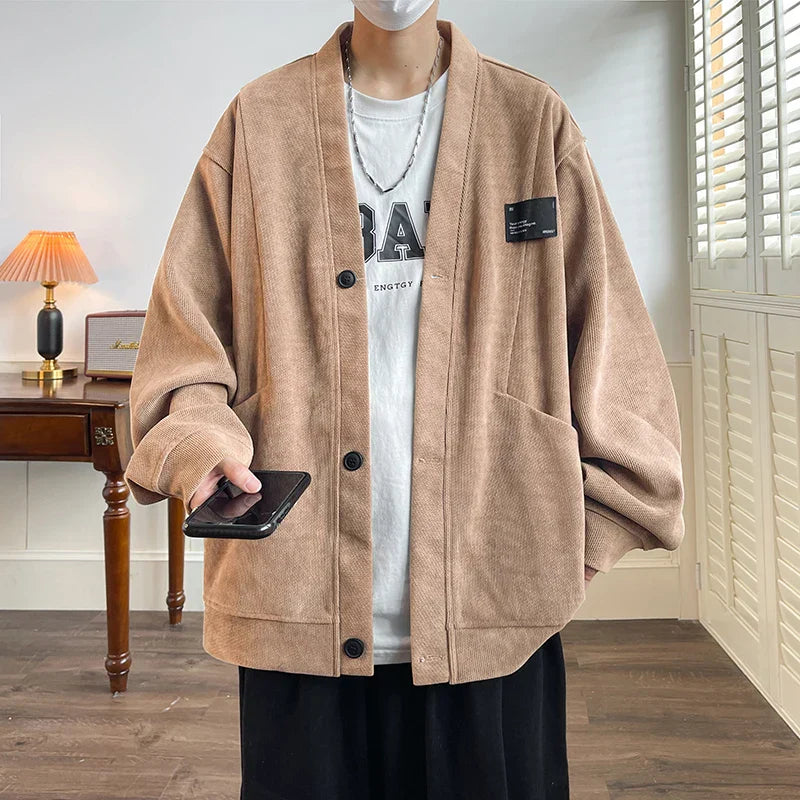 maoxiangshop Streetwear Men‘s Sweater Japan Style Plus Size 7XL Man Sweatercoat Fashion Loose Tops Casual Single Breasted Clothes