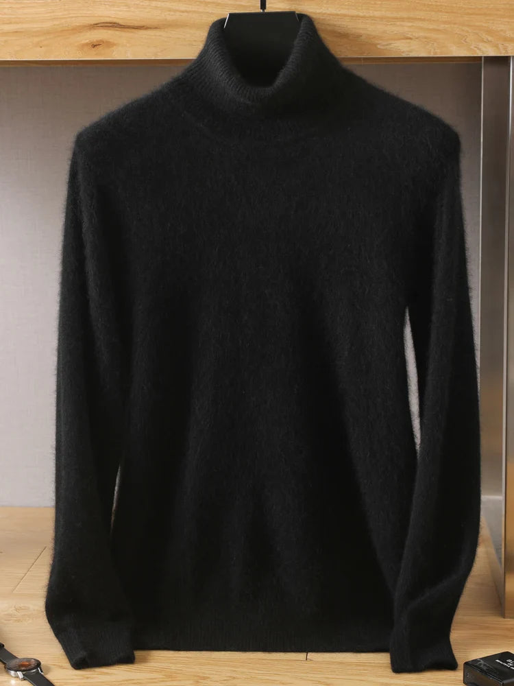 maoxiangshop Men's 100% pure Mink velvet Cashmere Sweater High Lapels Pullovers Knitted Winter New Tops Long Sleeve High-End Jumpers