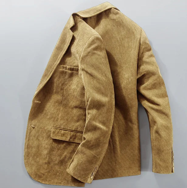 maoxiangshop Spring Autumn Men's Corduroy Blazers High Quality Cotton Middle-aged Business Loose plus Size Coat 4XL