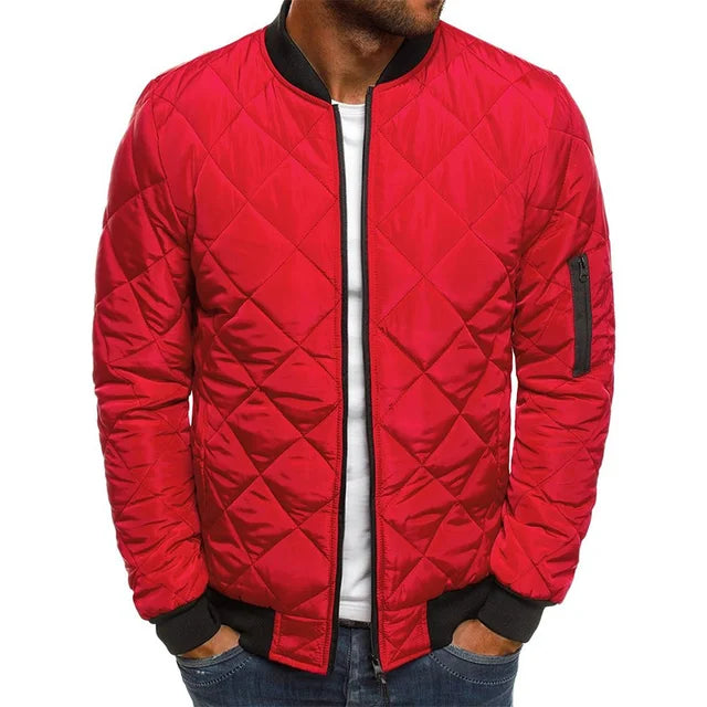 maoxiangshop Winter New Cotton Jacket Men's Baseball Collar Mesh Pressed Lightweight Cotton Jacket Vintage Flight Casual Long Sleeve