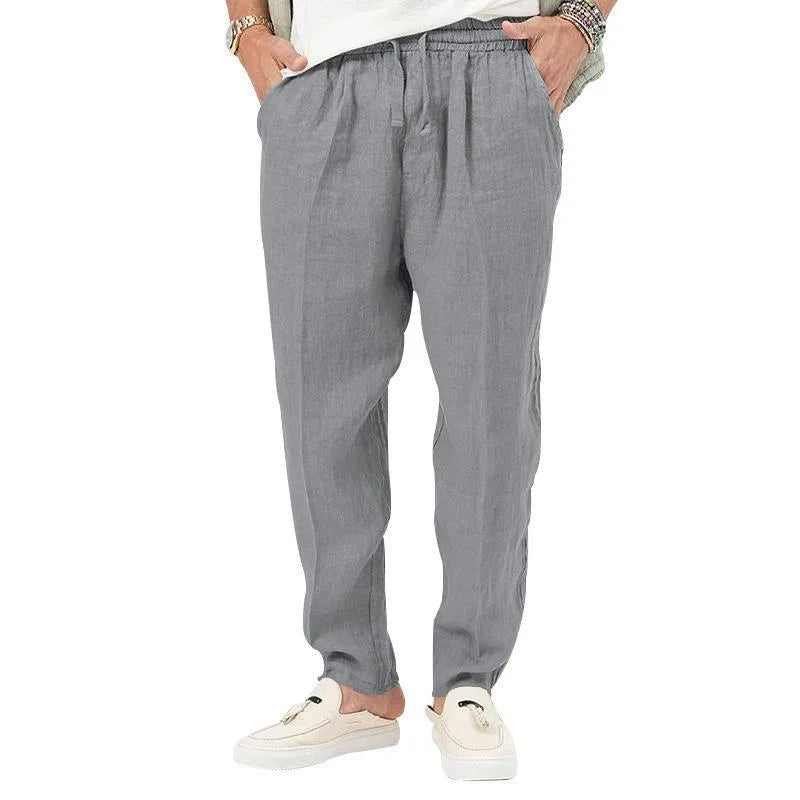 maoxiangshopMen's Long Linen Pants Lightweight Loose Fit Trousers Breathable Cotton Streetwear Sport Sweatpants Solid Color Pencil Pants