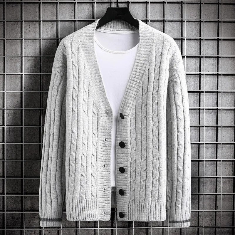maoxiangshop Autumn Men's Sweater Cardigan Slim Fit Single Breasted Solid Color Knitted Cardigan Men Causal Sweatercoat Mens Clothing