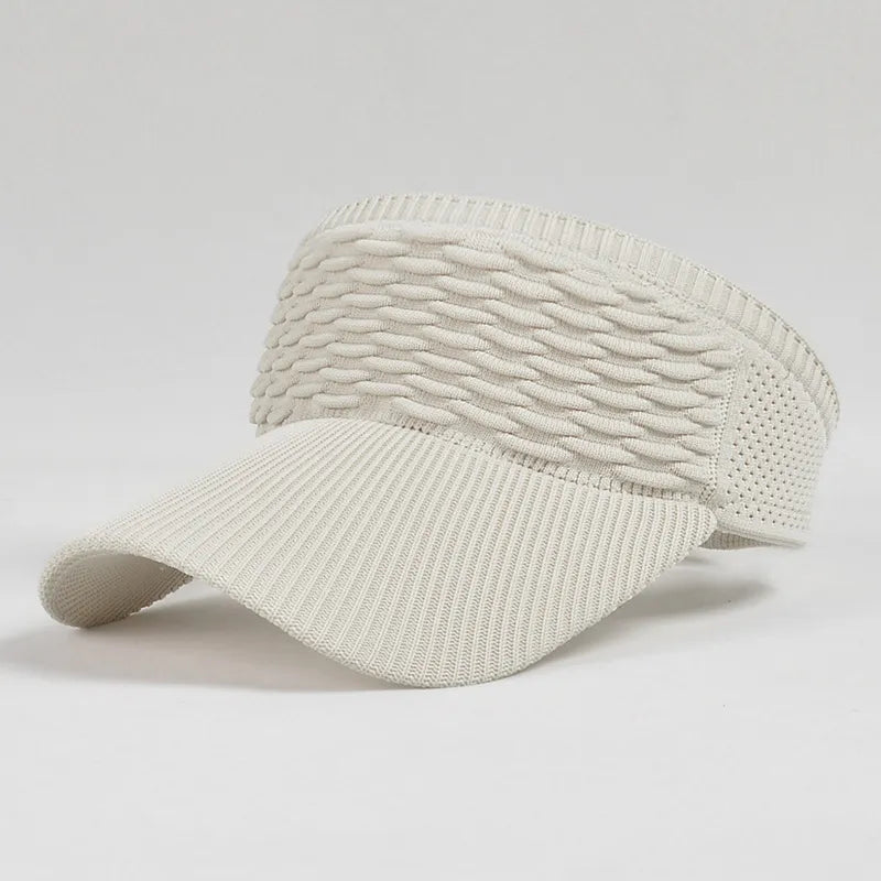 maoxiangshop Fashion Folds Design Women Empty Top Hat Summer Solid Color Large Brim Sunscreen Hat Outdoor Elastic Fabric Sports Sun Cap