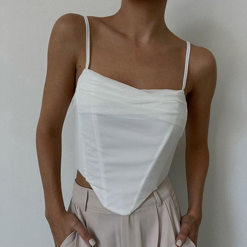 maoxiangshopCorset Tops Women Summer Sleeveless Tank Top Backless Summer Solid Skinny Off Shoulder Tanks Camis Y2k Crop Top Corset for Women