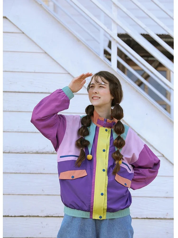 Winter Harajuku Woman Jackets Stand Collar Patchwork Pockets Outerwear Women Coats Streetwear Female Ladies Sudadera