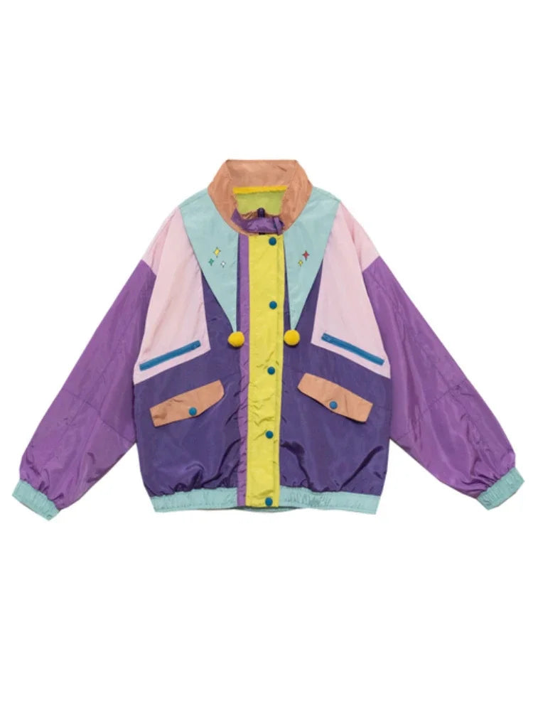 Winter Harajuku Woman Jackets Stand Collar Patchwork Pockets Outerwear Women Coats Streetwear Female Ladies Sudadera