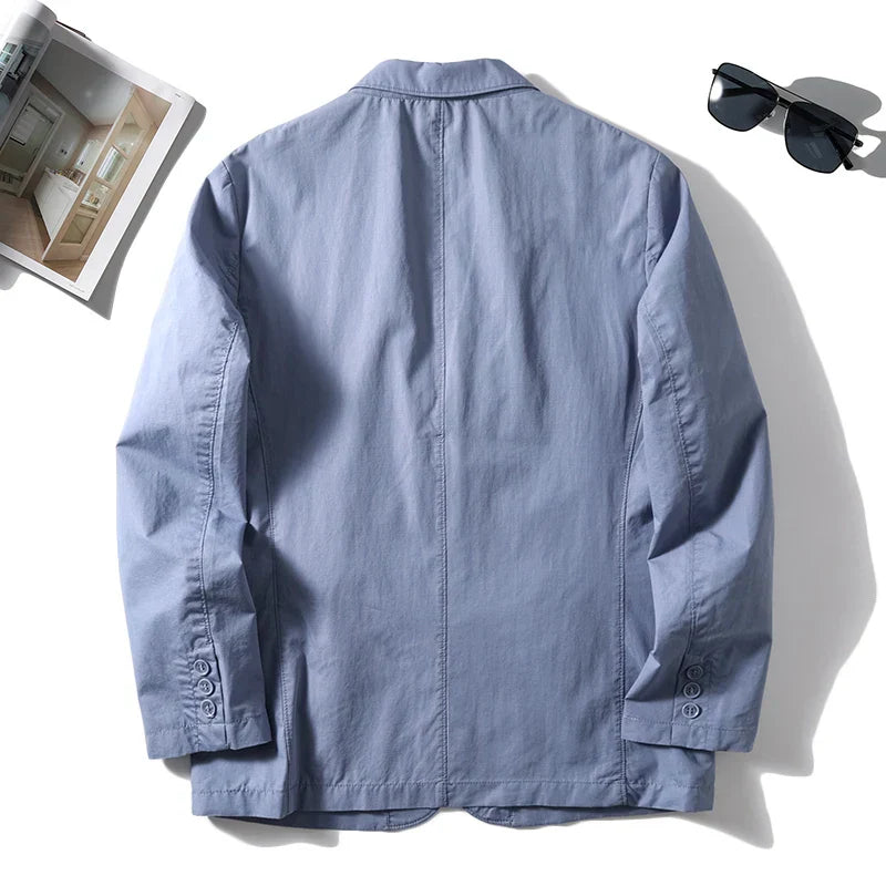 maoxiangshop Suit Jacket Men Clothing Single Breasted Pocket Casual Blazer Spring Summer Fashion Thin Solid Long Sleeve Sunscreen Tops